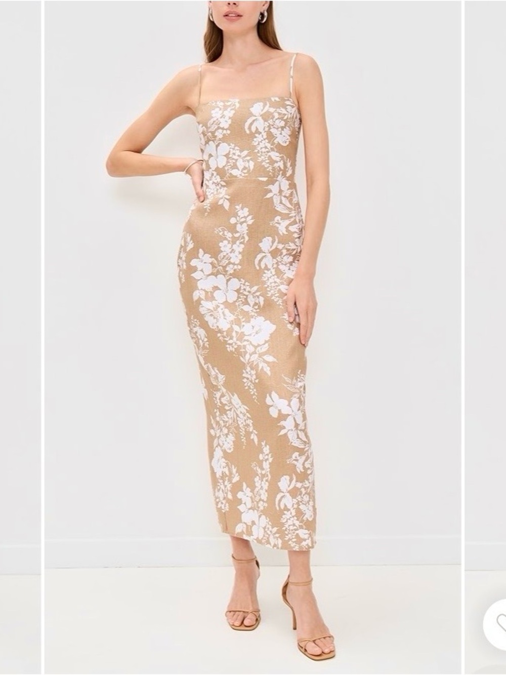 Reformation Frankie Linen Dress Dune Floral